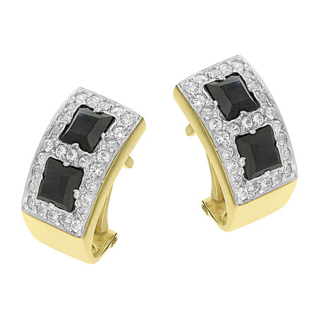 Kolczyki złote z szafirami i cyrkoniami/ang.zap. AS382 S próba 585