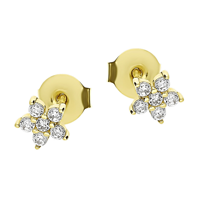 Kolczyki złote kwiatek z cyrkoniami/sztyft  MZ T5-ES-146-CZ próba 375