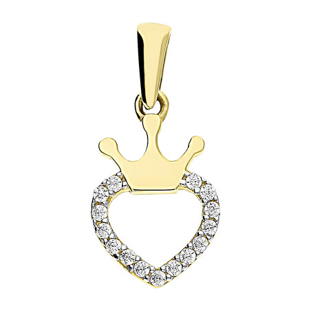 Serduszko złote z cyrkoniami i koroną nr MZ T23-P-998-YW-CZ próba 585