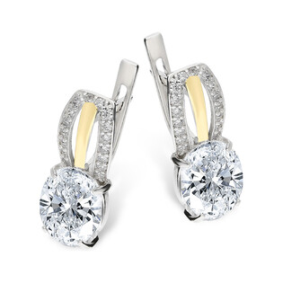 Kolczyki srebrne z cyrkonią i złotą blaszką/ang.zap. PX 206_AU375 blaszka gold