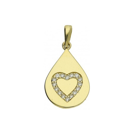 Zawieszka gładka z cyrkoniami w kształcie serca P331-CZ Au 333 Sezam - 1