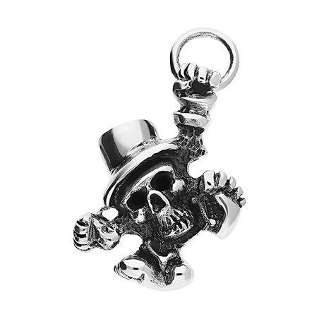 Zawieszka srebrna czaszka bokiem w kapeluszu NI XX38 próba 925