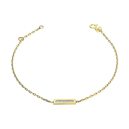 Bransoleta złota prostokąt z cyrkoniami w rzędzie/anker OL OSN018 próba 585