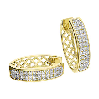 Kolczyki złote cyrkonie dwa rzędy tył ażurowy nr OS 96-9143-SC próba 585