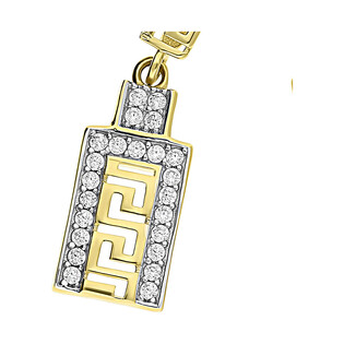 Kolczyki złote kwadrat z cyrkoniami+greka/sztyft S3 BM-478 próba 585