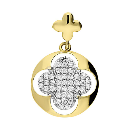 Zawieszka złota koniczyna z cyrkoniami w kółku S3 BM-508 próba 375