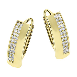 Kolczyki złote blaszki z dwoma rzędami cyrkonii/big.zam S3 ELY-0033 próba 375