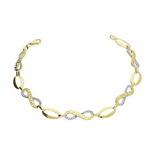 Bransoleta złota infinity z greką i cyrkoniami+owalne ramki S3 PB-45 próba 585