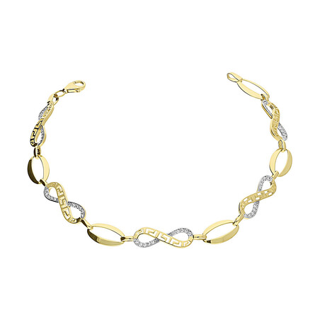 Bransoleta złota infinity z greką i cyrkoniami+owalne ramki S3 PB-45 próba 585