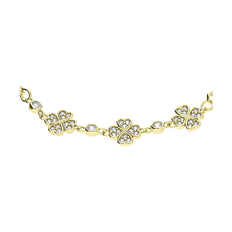 Bransoleta złota koniczyna z serc z cyrkoniami/rolo S3 PB-78 próba 375