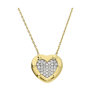 Naszyjnik złoty serce z gwintami i cyrkoniami w środku/anker S3 ZHK-24 próba 585