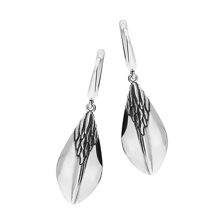 Kolczyki srebrne kropla blask+piórka/ang.zap. SZ156 próba 925
