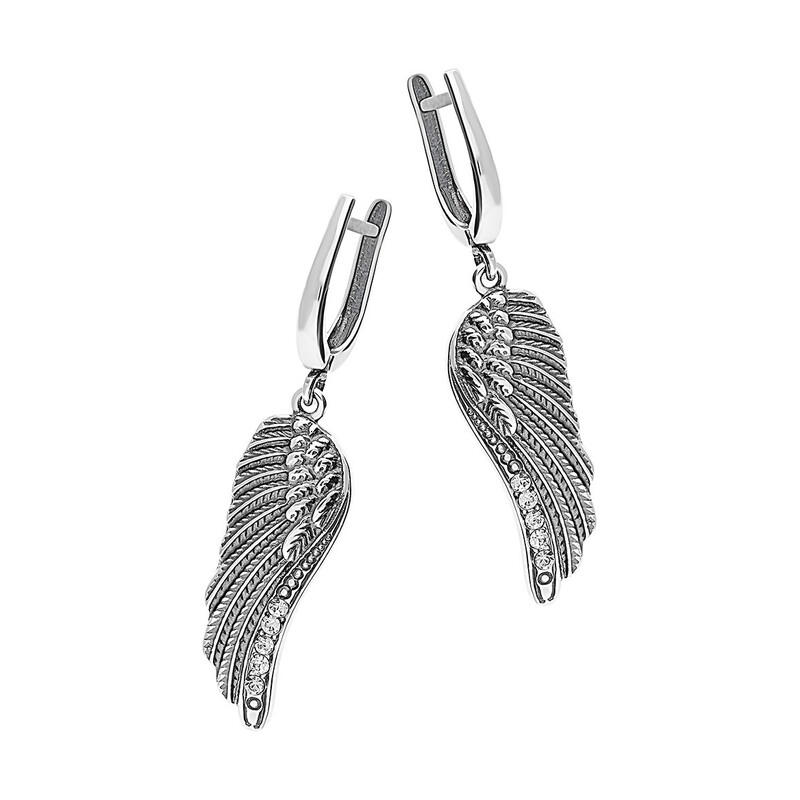 Kolczyki skrzydło oksyda z cyrkoniami/ang.zap. SZ214 próba 925