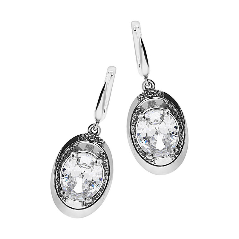 Kolczyki owalna cyrkonia w czterech łapkach/ang.zap. SZ252 próba 925