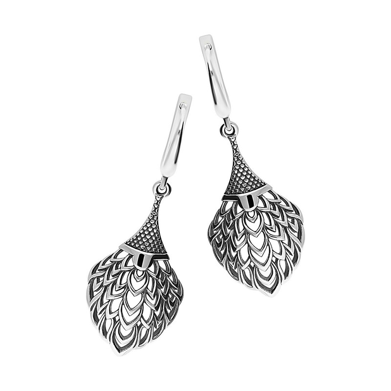 Kolczyki srebrne pawi ogon ażur/ang.zap. SZ266 próba 925