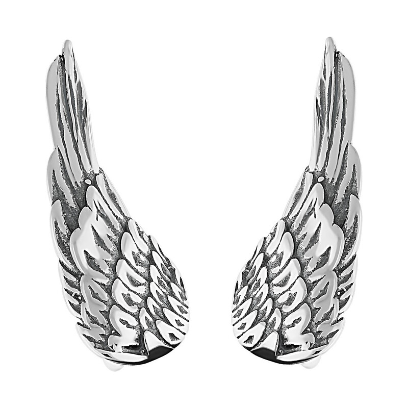 Kolczyki na płatek skrzydło z piórami SZ287 próba 925