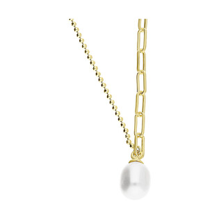 Naszyjnik pozłacany z owalną perłą/anker+bead A6 07486306-00 próba 925