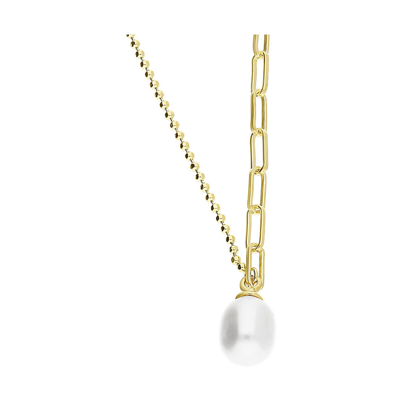 Naszyjnik pozłacany z owalną perłą/anker+bead A6 07486306-00 próba 925