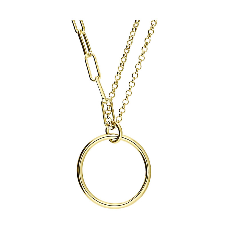 Naszyjnik pozłacany kółko ramka/anker+rolo x2 A6 07580294-00 próba 925