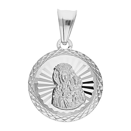 Medalik srebrny Częstochowska koło grawerowane MV MD300 rod próba 925