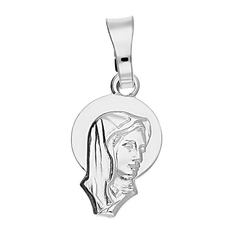Medalik srebrny MB główka modląca postać z aureolą DJ M039 próba 925