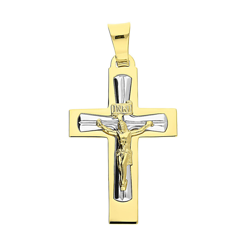 Krzyżyk złoty wizerunek ram.kw tłoczony WB nr CB C-581 próba 585
