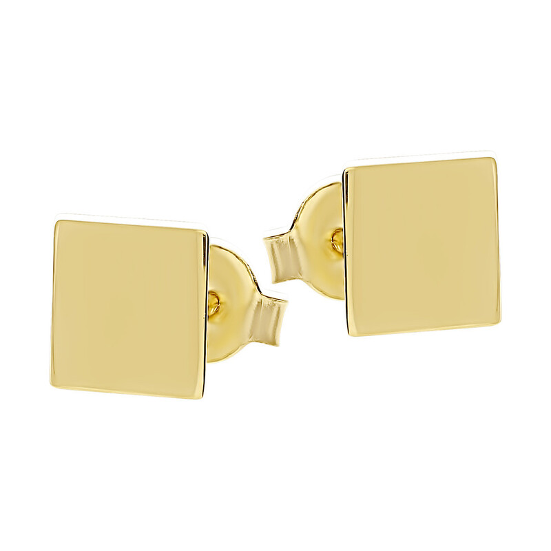 Kolczyki pozłacane kwadrat blask/sztyft A6 07180196-00 próba 925