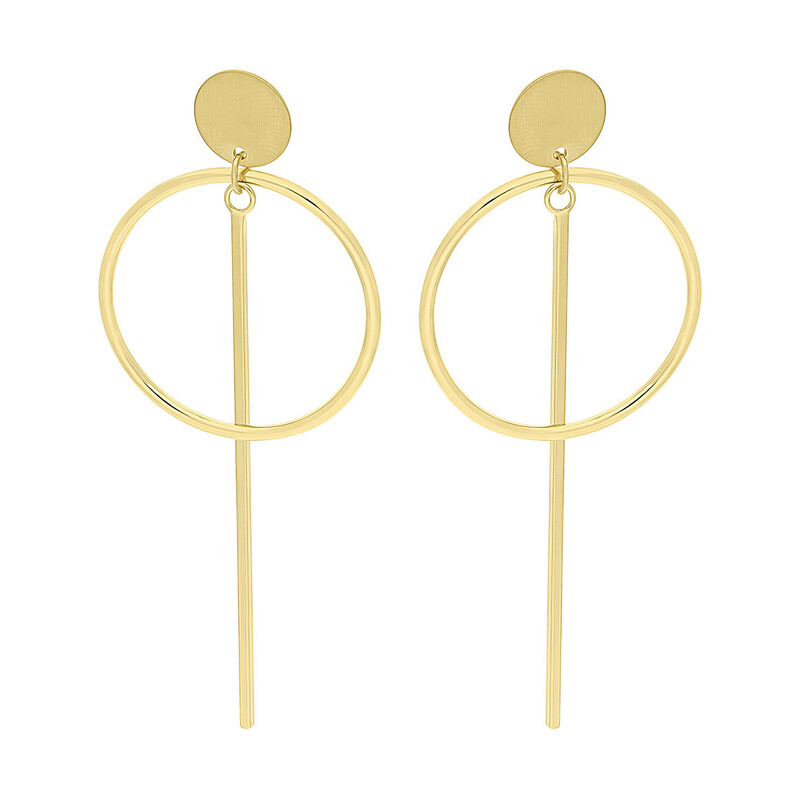 Kolczyki pozłacane satynowe kółko, kółko ramka i pałka/sztyft A6 07180218-04 próba 925