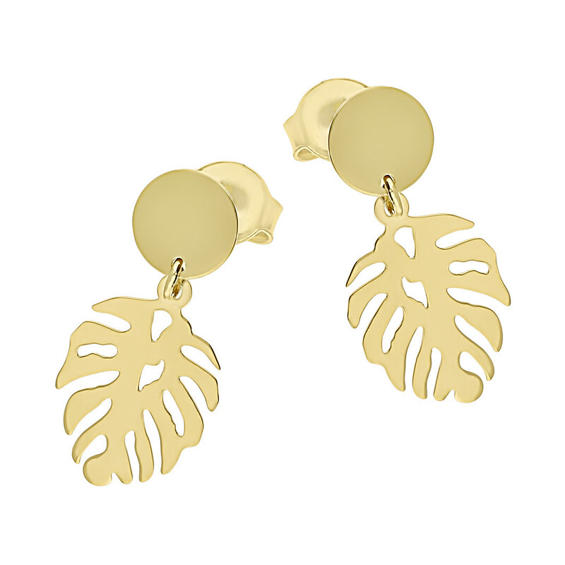 Kolczyki pozłacane kółko blask z monsterą/sztyft A6 07180263-00 próba 925