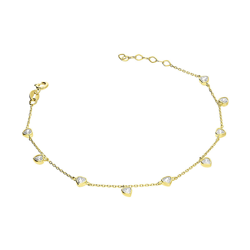 Bransoleta złota wiszące serca z cyrkonii/anker LP 55U225-FOB0057-Y próba 375