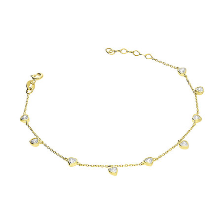 Bransoleta złota wiszące serca z cyrkonii/anker LP 55U225-FOB0057-Y próba 375