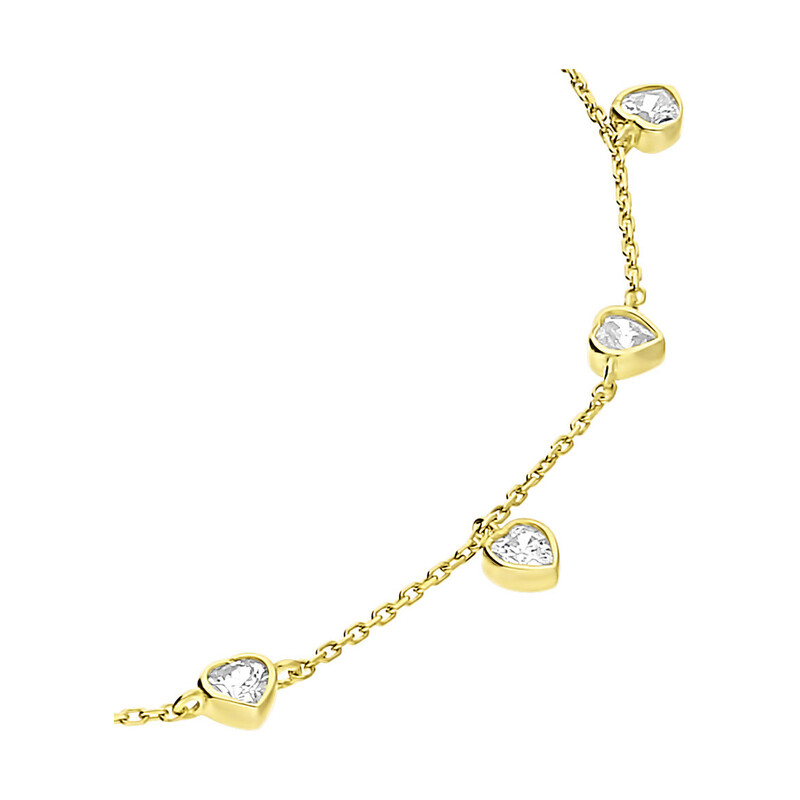 Bransoleta złota wiszące serca z cyrkonii/anker LP 55U225-FOB0057-Y próba 375