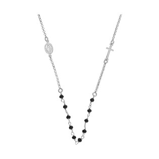 Naszyjnik srebrny D&G różaniec paciorki onyksowe NI 013-4 BL próba 925