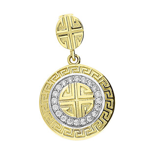 Zawieszka złota kółko z cyrkoniami+greka wokół S3 BM-537 próba 585