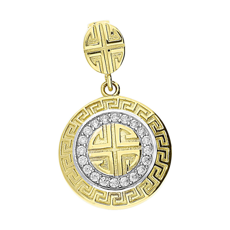 Zawieszka złota kółko z cyrkoniami+greka wokół S3 BM-537 próba 585
