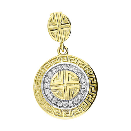Zawieszka złota kółko z cyrkoniami+greka wokół S3 BM-537 próba 585