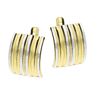 Kolczyki zlote blaszki paski w dwóch kolorach /ang.zap. S3 DM-17 próba 585