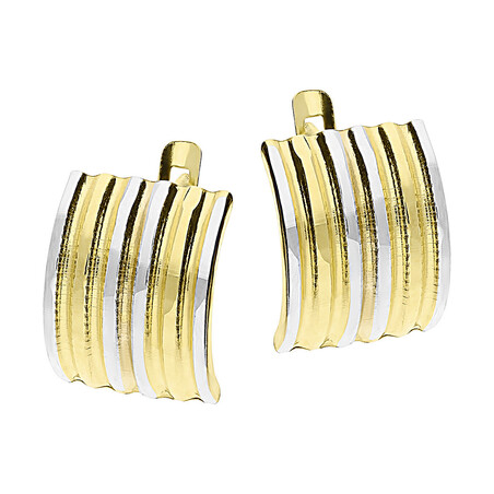 Kolczyki zlote blaszki paski w dwóch kolorach /ang.zap. S3 DM-17 próba 585