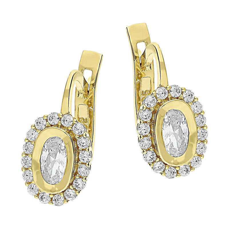 Kolczyki złote markiza owal z cyrkoniami zewnątrz/ang.zap. S3 SYS-01 próba 585