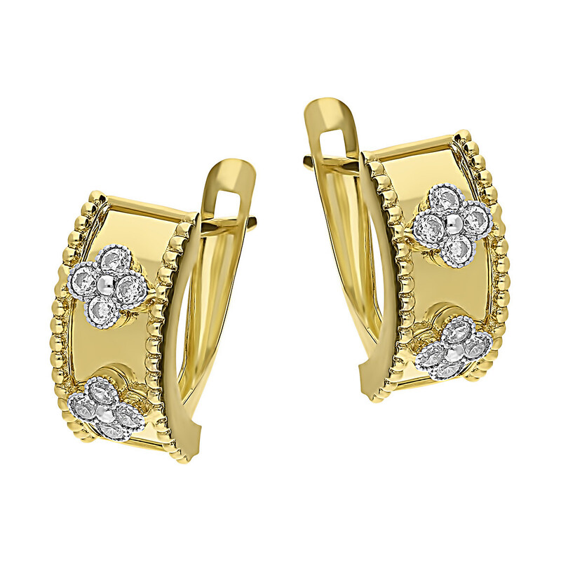 Kolczyki złote kwiatki z cyrkoniami na blaszce/ang.zap. S3 ZHT-52 próba 375