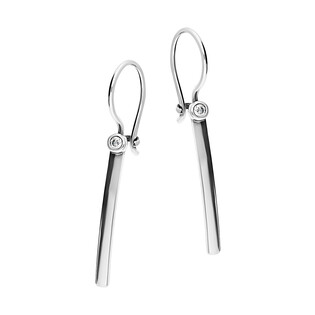 Kolczyki pałka blask z cyrkonią w okrągłej oprawie/bigiel SZ256 próba 925