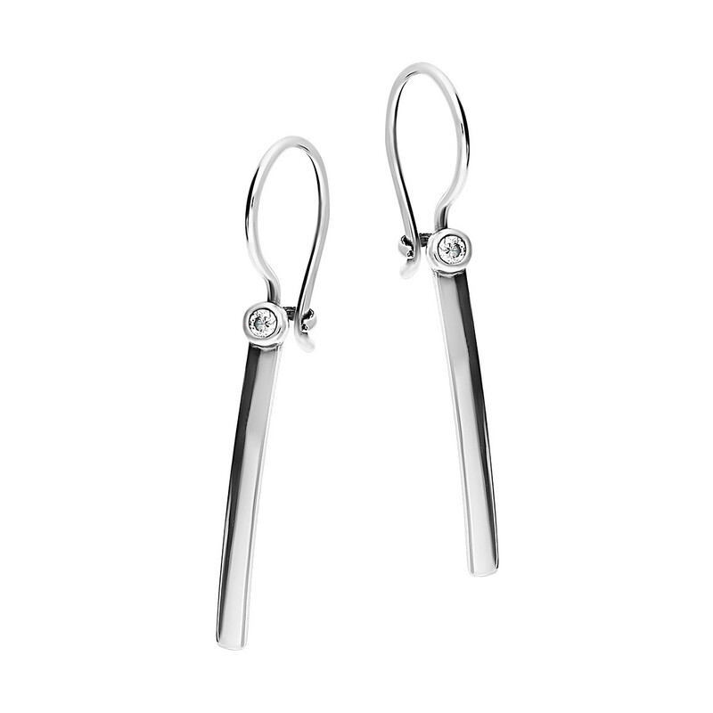 Kolczyki pałka blask z cyrkonią w okrągłej oprawie/bigiel SZ256 próba 925