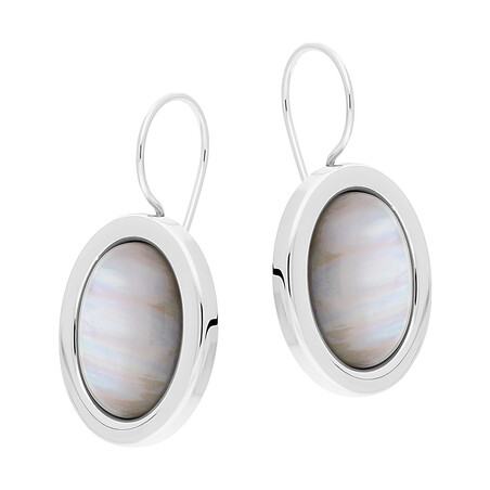 Kolczyki owalny uleksyt szary w srebrnym obramowaniu SZ260 uleksyt szary perła próba 925