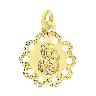 Medalik złoty Częstochowska w ażurowym kwiatku CB M-1254 próba 585