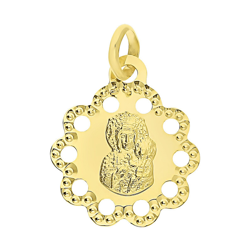 Medalik złoty Częstochowska w ażurowym kwiatku CB M-1255 próba 585