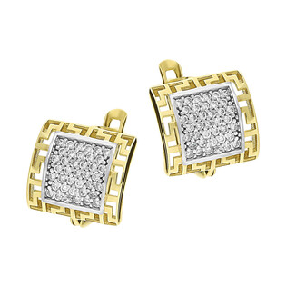 Kolczyki złote kwadrat z sześcioma rzędami cyrkonii+greka/ang.zap GS P-YB-X1E193950-CZ próba 375