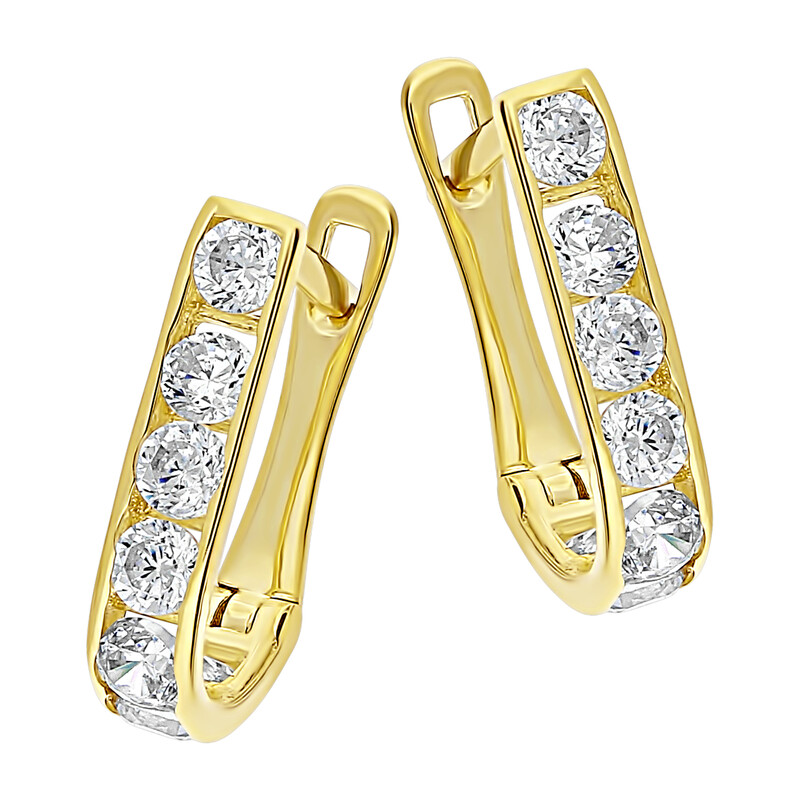 Kolczyki złote dla dziewczynki cyrkonie białe nr MZ T5-A41 próba 375 Sezam - 1