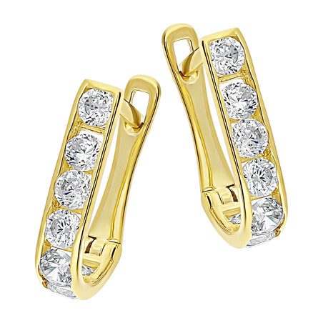 Kolczyki złote dla dziewczynki cyrkonie białe próba 375