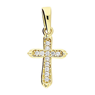 Krzyżyk złoty z cyrkoniami ramiona w szpic