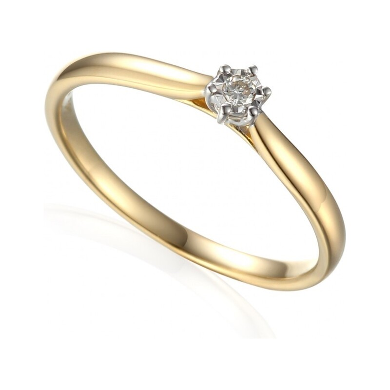 Złoty pierścionek z diamentem SOLITER Magic AW 61118 YW-0,04 próba 585 SOLITER